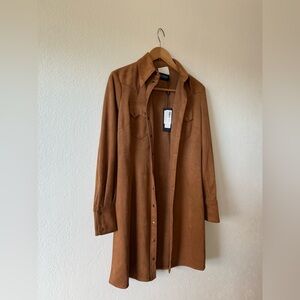 Lucchese Western Suede Mini Dress – Camel Brown, Snap Front, Size M